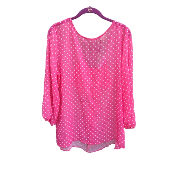 New York & Company Tops - Sweet Pea Top Women Large Polka Dot Sheer Y2K 90s Bow Ruffle Back